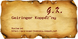 Geiringer Koppány névjegykártya